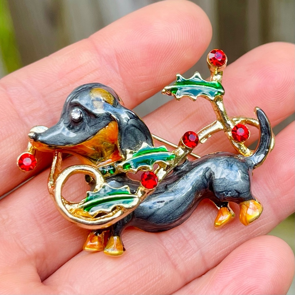 Dog Brooch Rhinestone dog Brooch Gift for Vet